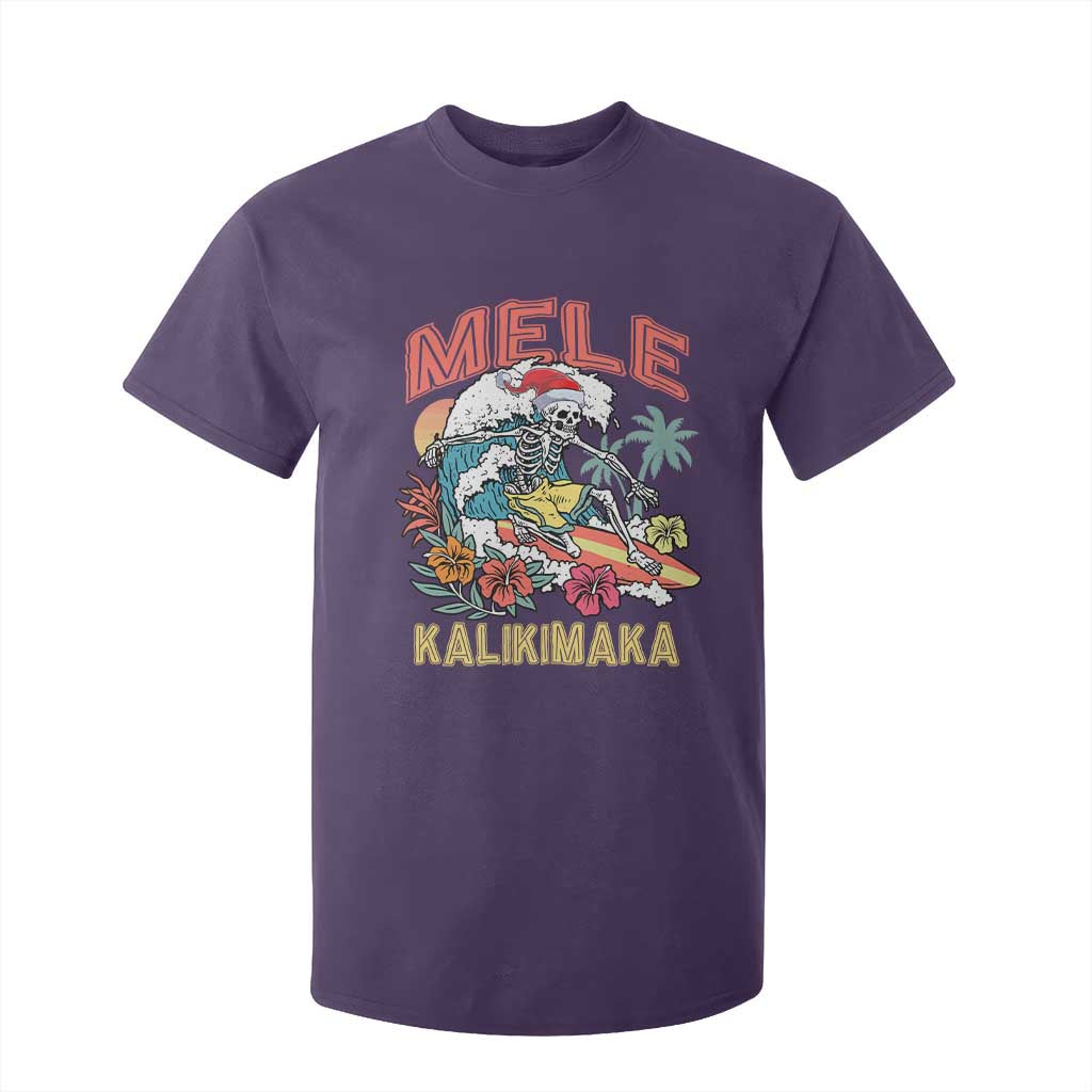 Christmas in Hawaii T Shirt For Kid Mele Kalikimaka Hawaiian Tropical Surfing Skeleton TS02 Purple Print Your Wear