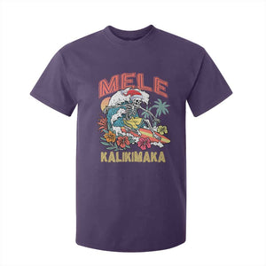 Christmas in Hawaii T Shirt For Kid Mele Kalikimaka Hawaiian Tropical Surfing Skeleton TS02 Purple Print Your Wear