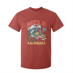 Christmas in Hawaii T Shirt For Kid Mele Kalikimaka Hawaiian Tropical Surfing Skeleton TS02 Red Print Your Wear