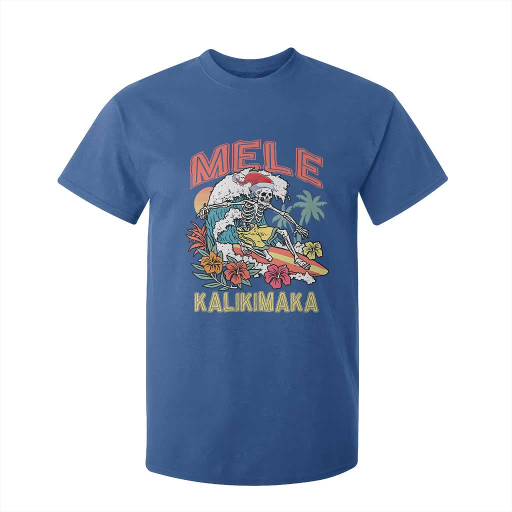 Christmas in Hawaii T Shirt For Kid Mele Kalikimaka Hawaiian Tropical Surfing Skeleton TS02 Royal Blue Print Your Wear
