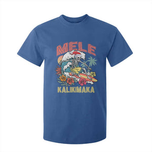 Christmas in Hawaii T Shirt For Kid Mele Kalikimaka Hawaiian Tropical Surfing Skeleton TS02 Royal Blue Print Your Wear