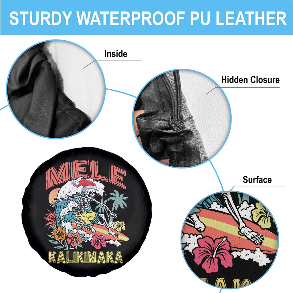 Hawaiian Christmas Surfing Skeleton Spare Tire Cover Mele Kalikimaka Tropical Xmas in Hawaii TS02 Print Your Wear
