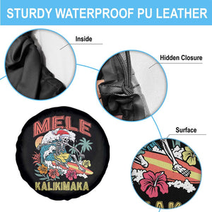 Hawaiian Christmas Surfing Skeleton Spare Tire Cover Mele Kalikimaka Tropical Xmas in Hawaii TS02 Print Your Wear