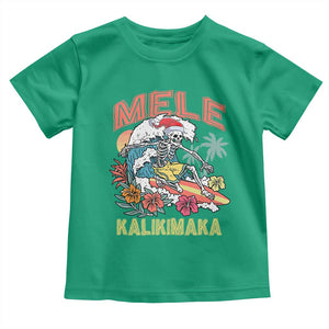 Christmas in Hawaii Toddler T Shirt Mele Kalikimaka Hawaiian Tropical Surfing Skeleton TS02 Irish Green Print Your Wear