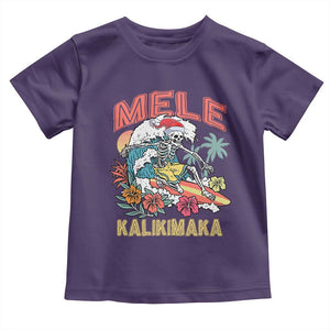 Christmas in Hawaii Toddler T Shirt Mele Kalikimaka Hawaiian Tropical Surfing Skeleton TS02 Purple Print Your Wear
