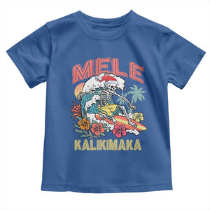 Christmas in Hawaii Toddler T Shirt Mele Kalikimaka Hawaiian Tropical Surfing Skeleton TS02 Royal Blue Print Your Wear