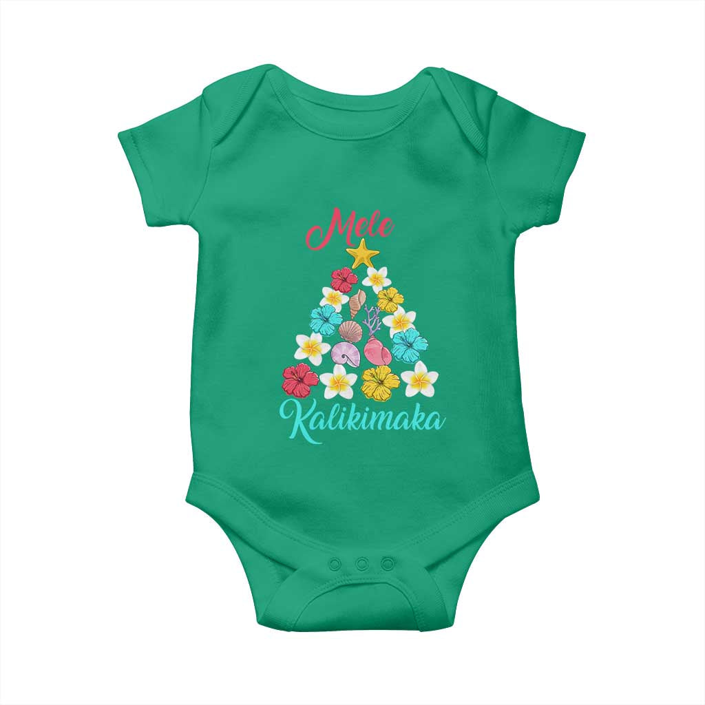 Christmas in Hawaii Baby Onesie Mele Kalikimaka Hawaiian Tropical Flowers TS02 Irish Green Print Your Wear