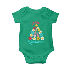 Christmas in Hawaii Baby Onesie Mele Kalikimaka Hawaiian Tropical Flowers TS02 Irish Green Print Your Wear