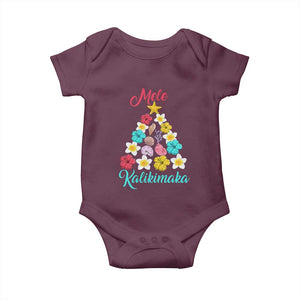 Christmas in Hawaii Baby Onesie Mele Kalikimaka Hawaiian Tropical Flowers TS02 Maroon Print Your Wear