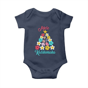 Christmas in Hawaii Baby Onesie Mele Kalikimaka Hawaiian Tropical Flowers TS02 Navy Print Your Wear