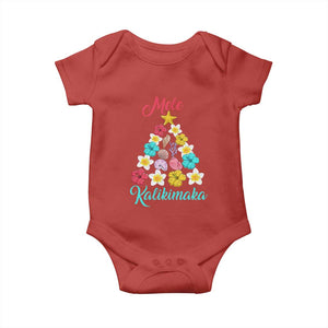 Christmas in Hawaii Baby Onesie Mele Kalikimaka Hawaiian Tropical Flowers TS02 Red Print Your Wear