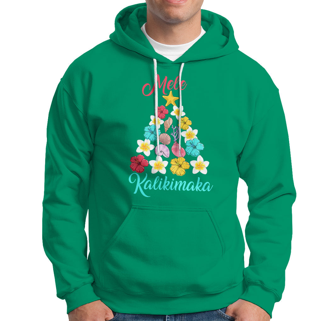 Tropical Island Hawaii Flowers Christmas Tree Mele Kalikimaka Hoodie TS02 Irish Green Printyourwear