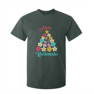 Christmas in Hawaii T Shirt For Kid Mele Kalikimaka Hawaiian Tropical Flowers TS02 Dark Forest Green Print Your Wear