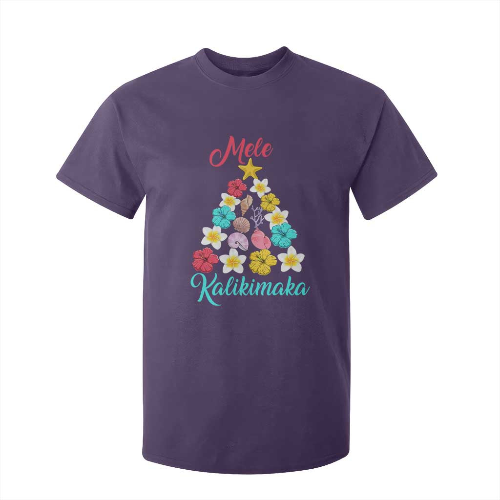 Christmas in Hawaii T Shirt For Kid Mele Kalikimaka Hawaiian Tropical Flowers TS02 Purple Print Your Wear
