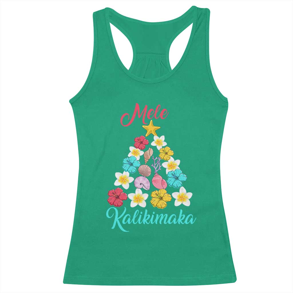 Christmas in Hawaii Racerback Tank Top Mele Kalikimaka Hawaiian Tropical Flowers TS02 Irish Green Print Your Wear