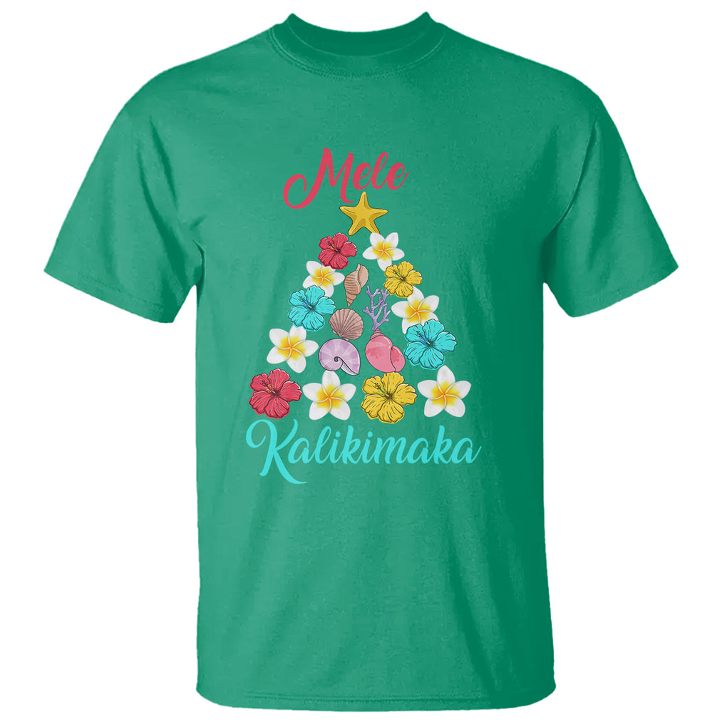 Tropical Island Hawaii Flowers Christmas Tree Mele Kalikimaka T Shirt TS02 Irish Green Printyourwear