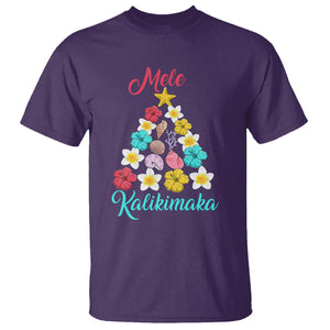 Tropical Island Hawaii Flowers Christmas Tree Mele Kalikimaka T Shirt TS02 Purple Printyourwear