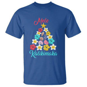 Tropical Island Hawaii Flowers Christmas Tree Mele Kalikimaka T Shirt TS02 Royal Blue Printyourwear