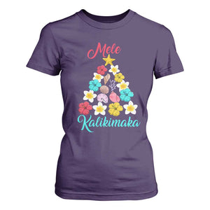 Christmas in Hawaii T Shirt For Women Mele Kalikimaka Hawaiian Tropical Flowers TS02 Purple Print Your Wear