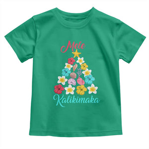 Christmas in Hawaii Toddler T Shirt Mele Kalikimaka Hawaiian Tropical Flowers TS02 Irish Green Print Your Wear