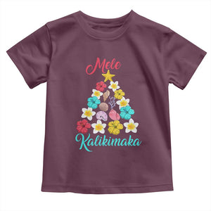 Christmas in Hawaii Toddler T Shirt Mele Kalikimaka Hawaiian Tropical Flowers TS02 Maroon Print Your Wear