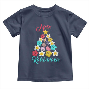 Christmas in Hawaii Toddler T Shirt Mele Kalikimaka Hawaiian Tropical Flowers TS02 Navy Print Your Wear