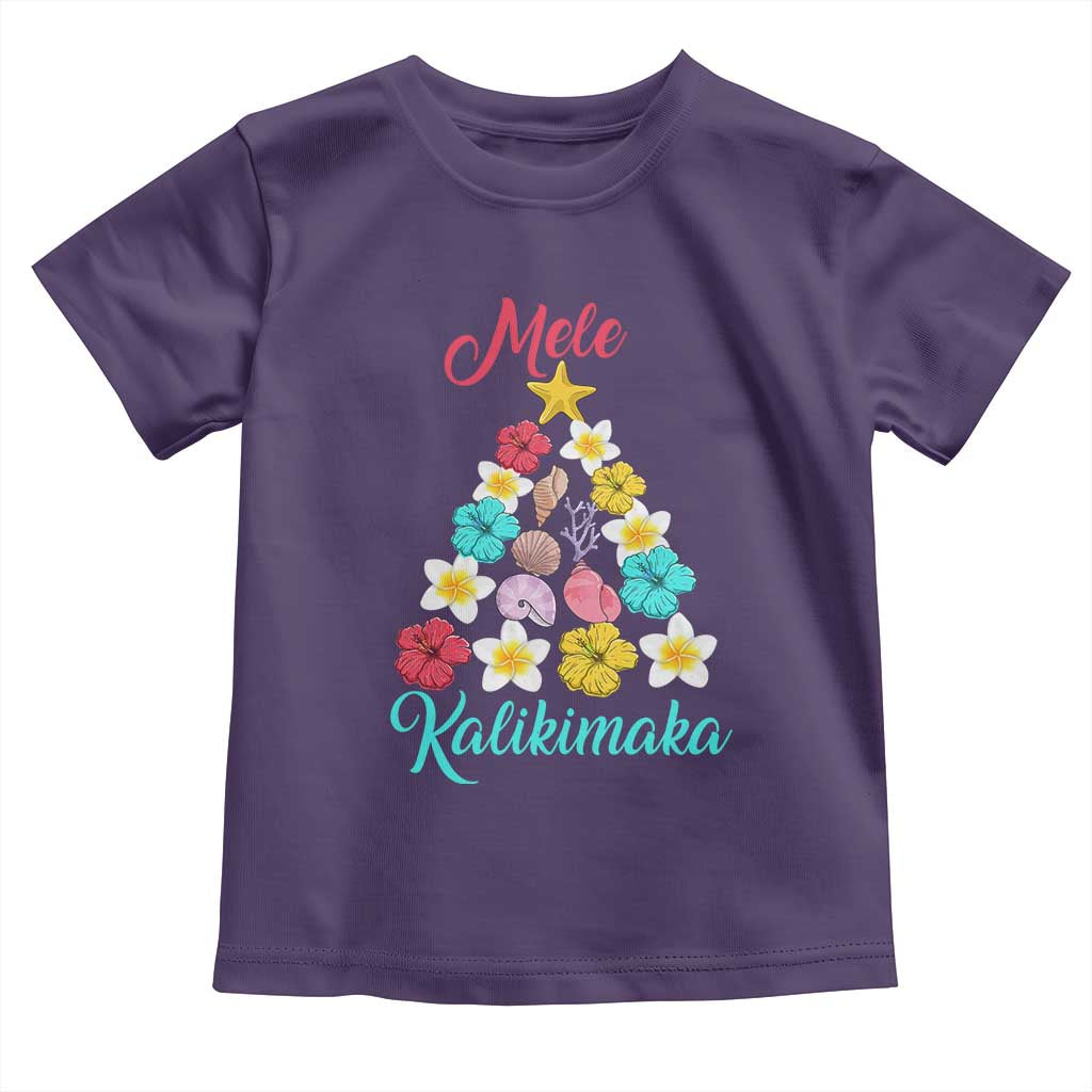 Christmas in Hawaii Toddler T Shirt Mele Kalikimaka Hawaiian Tropical Flowers TS02 Purple Print Your Wear