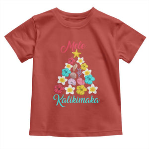 Christmas in Hawaii Toddler T Shirt Mele Kalikimaka Hawaiian Tropical Flowers TS02 Red Print Your Wear