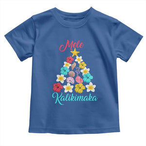 Christmas in Hawaii Toddler T Shirt Mele Kalikimaka Hawaiian Tropical Flowers TS02 Royal Blue Print Your Wear