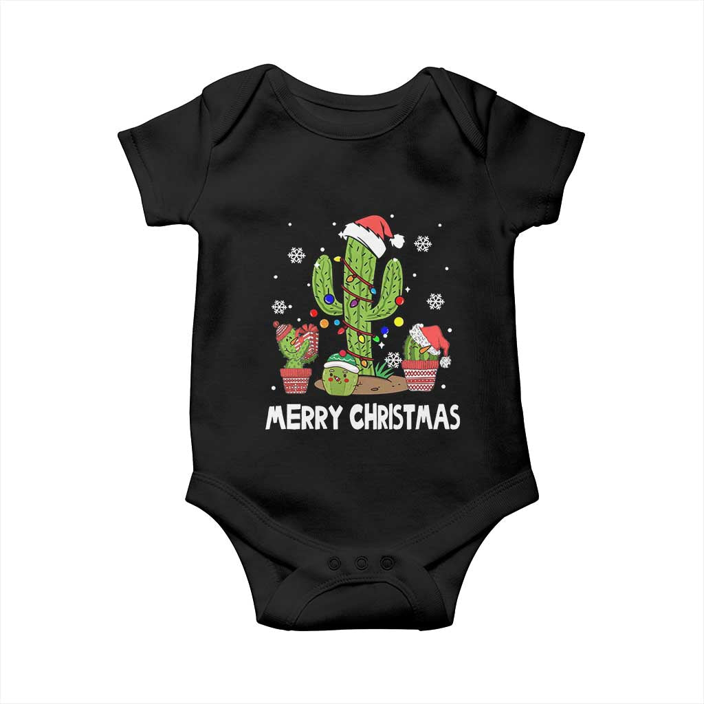 Merry Xmas In Arizona US State Funny Saguaro Cactus Christmas Tree Baby Onesie TS02 Black Print Your Wear