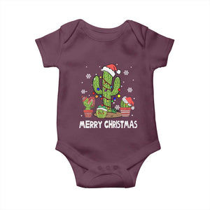 Merry Xmas In Arizona US State Funny Saguaro Cactus Christmas Tree Baby Onesie TS02 Maroon Print Your Wear