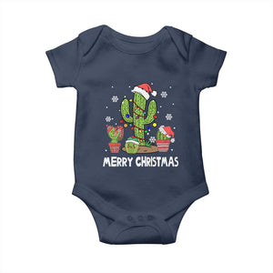 Merry Xmas In Arizona US State Funny Saguaro Cactus Christmas Tree Baby Onesie TS02 Navy Print Your Wear