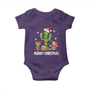 Merry Xmas In Arizona US State Funny Saguaro Cactus Christmas Tree Baby Onesie TS02 Purple Print Your Wear