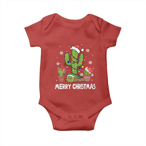 Merry Xmas In Arizona US State Funny Saguaro Cactus Christmas Tree Baby Onesie TS02 Red Print Your Wear
