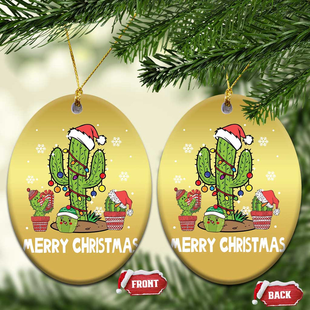 Merry Xmas In Arizona US State Funny Saguaro Cactus Christmas Tree Christmas Ornament TS02 Oval Gold Print Your Wear