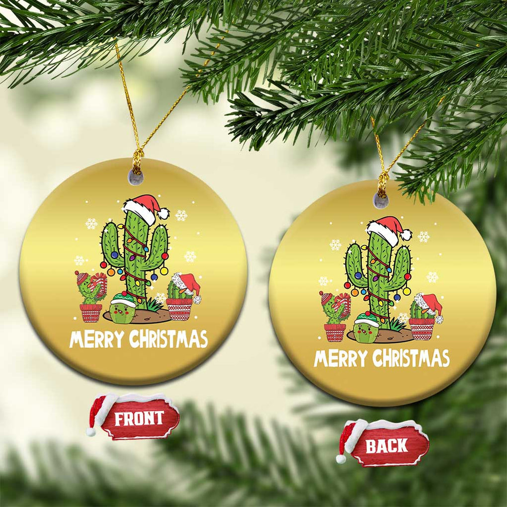 Merry Xmas In Arizona US State Funny Saguaro Cactus Christmas Tree Christmas Ornament TS02 Circle Gold Print Your Wear