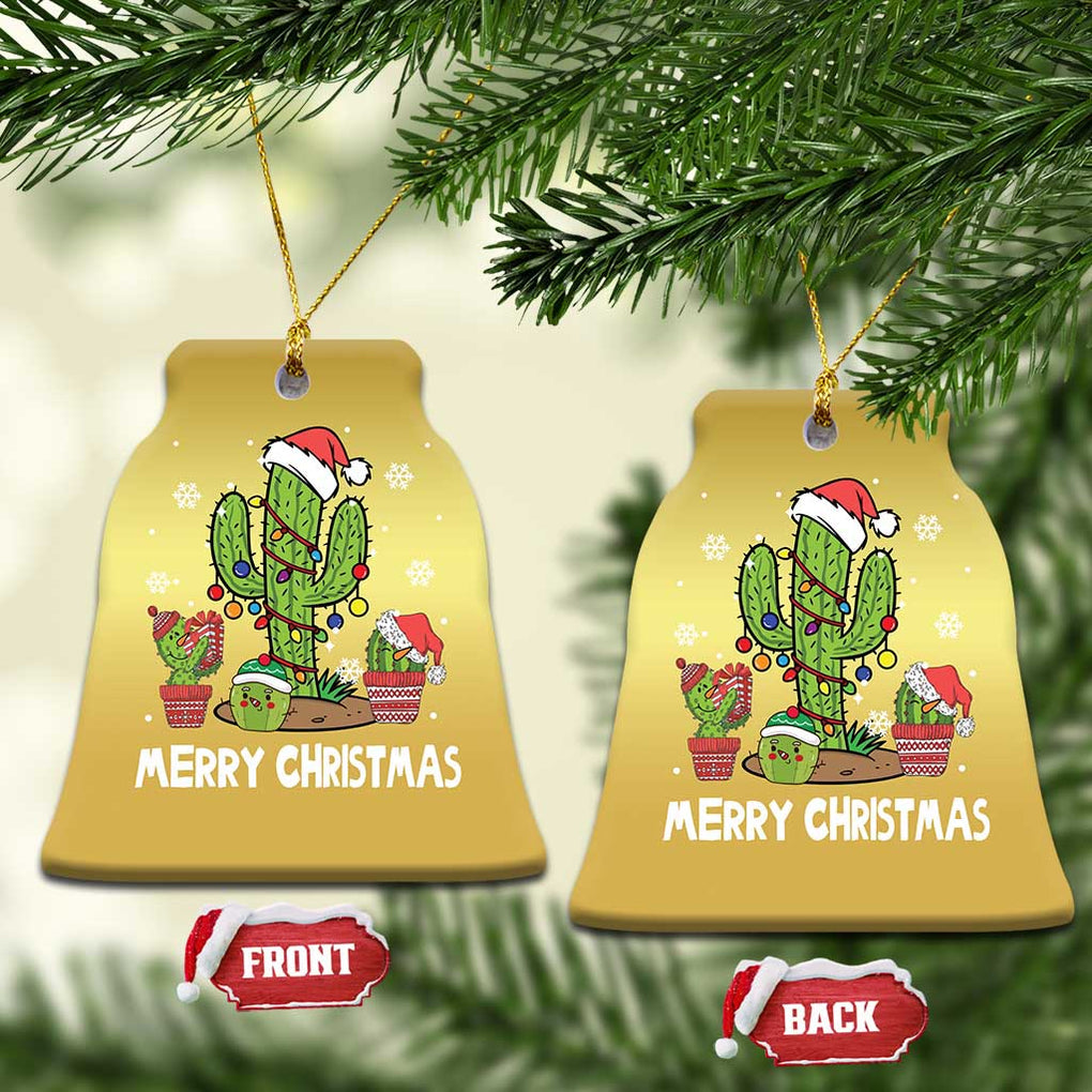 Merry Xmas In Arizona US State Funny Saguaro Cactus Christmas Tree Christmas Ornament TS02 Bell Flake Gold Print Your Wear