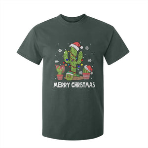 Merry Xmas In Arizona US State Funny Saguaro Cactus Christmas Tree T Shirt For Kid TS02 Dark Forest Green Print Your Wear