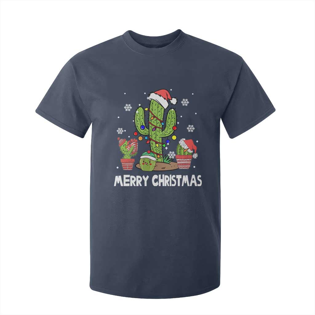 Merry Xmas In Arizona US State Funny Saguaro Cactus Christmas Tree T Shirt For Kid TS02 Navy Print Your Wear