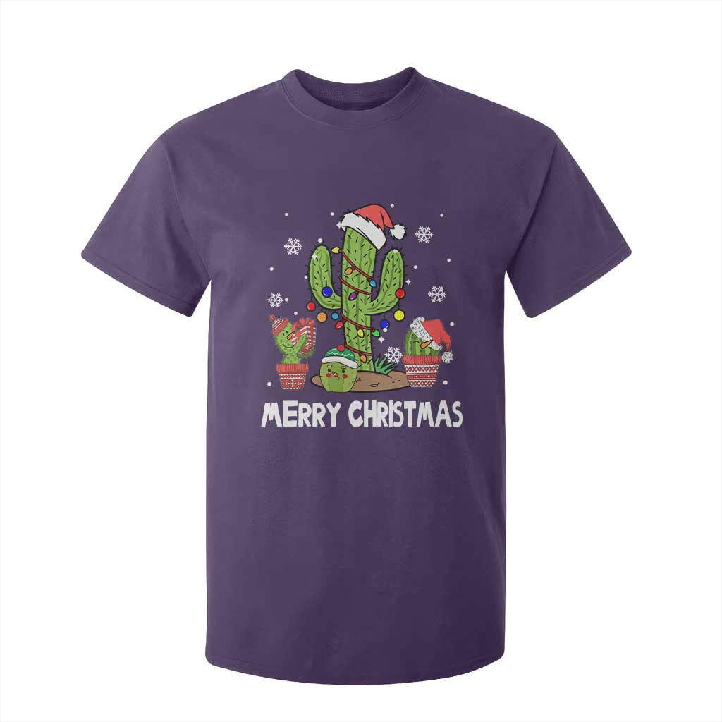 Merry Xmas In Arizona US State Funny Saguaro Cactus Christmas Tree T Shirt For Kid TS02 Purple Print Your Wear