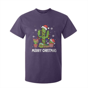 Merry Xmas In Arizona US State Funny Saguaro Cactus Christmas Tree T Shirt For Kid TS02 Purple Print Your Wear