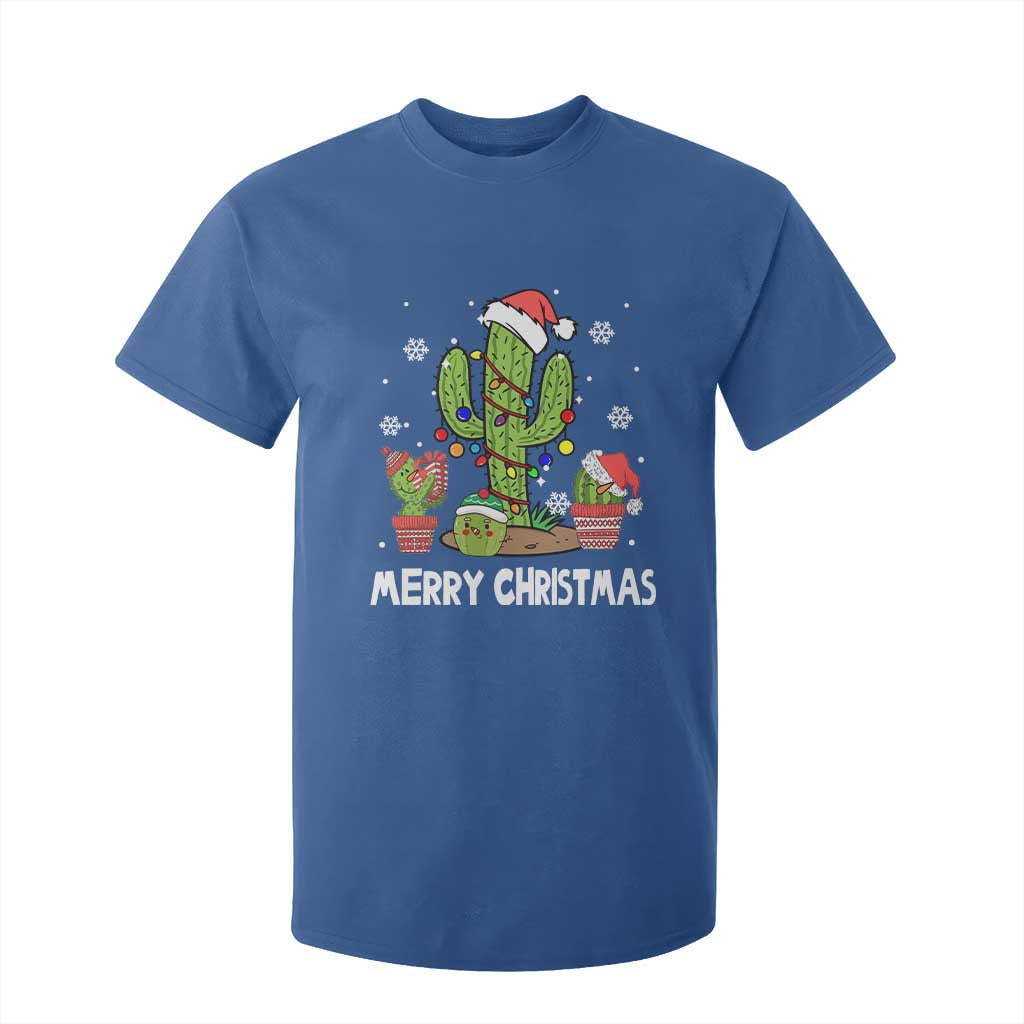 Merry Xmas In Arizona US State Funny Saguaro Cactus Christmas Tree T Shirt For Kid TS02 Royal Blue Print Your Wear