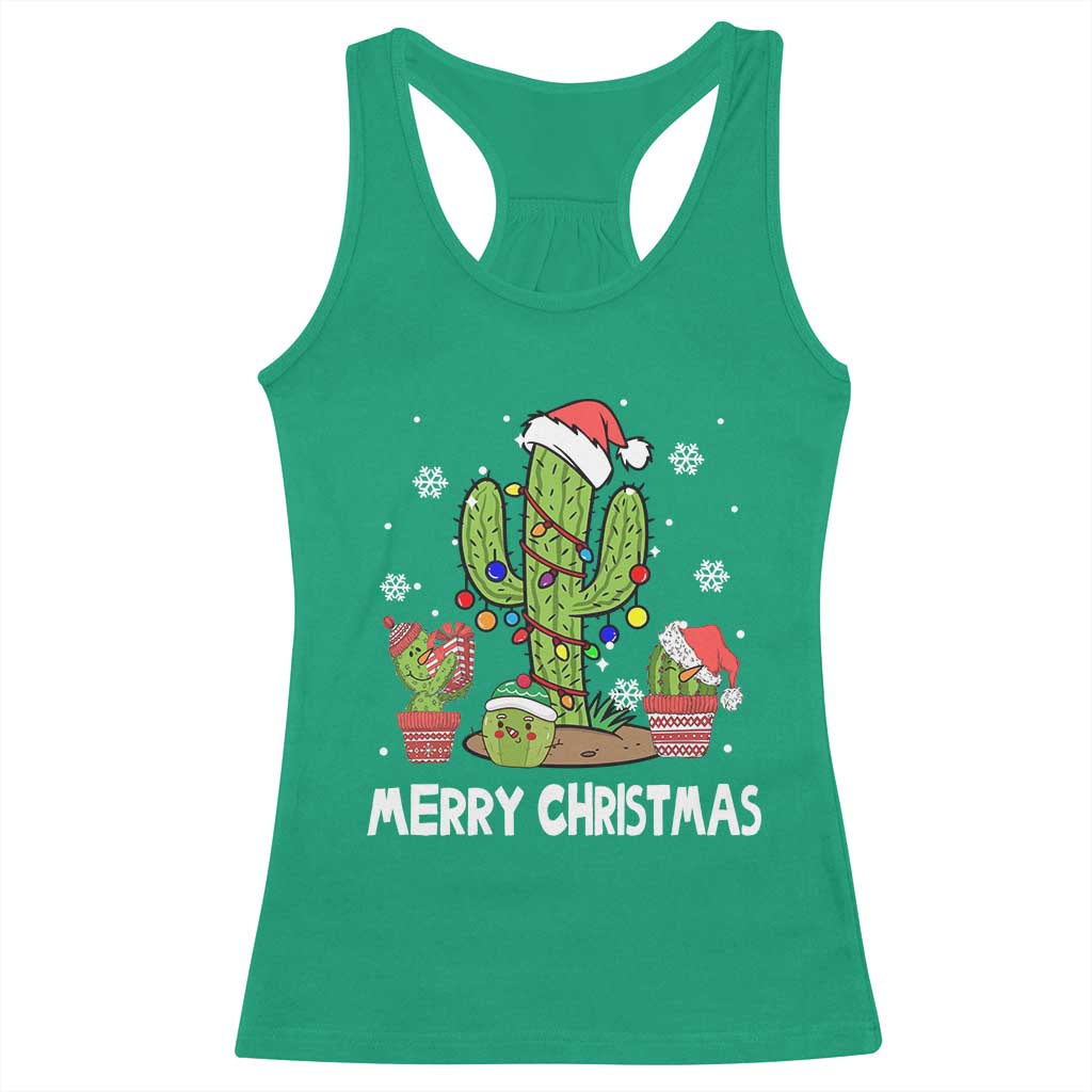 Merry Xmas In Arizona US State Funny Saguaro Cactus Christmas Tree Racerback Tank Top TS02 Irish Green Print Your Wear