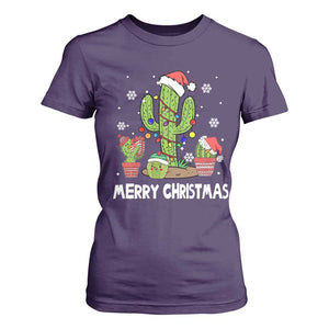 Merry Xmas In Arizona US State Funny Saguaro Cactus Christmas Tree T Shirt For Women TS02 Purple Print Your Wear