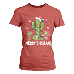 Merry Xmas In Arizona US State Funny Saguaro Cactus Christmas Tree T Shirt For Women TS02 Red Print Your Wear