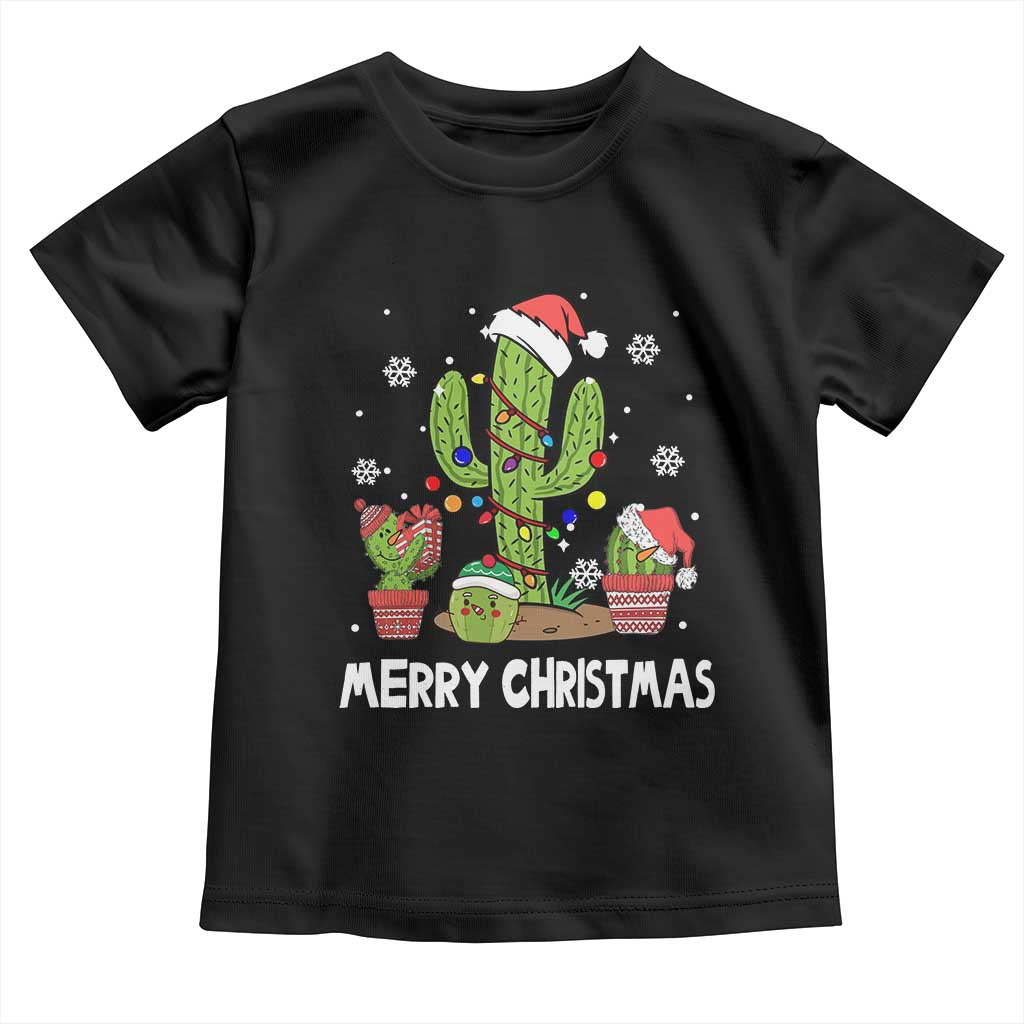 Merry Xmas In Arizona US State Funny Saguaro Cactus Christmas Tree Toddler T Shirt TS02 Black Print Your Wear