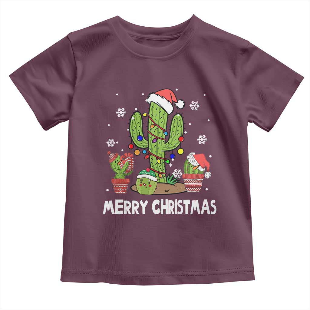 Merry Xmas In Arizona US State Funny Saguaro Cactus Christmas Tree Toddler T Shirt TS02 Maroon Print Your Wear