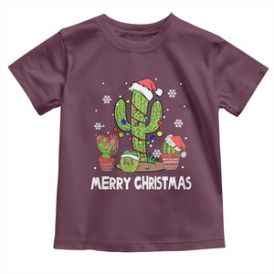 Merry Xmas In Arizona US State Funny Saguaro Cactus Christmas Tree Toddler T Shirt TS02 Maroon Print Your Wear