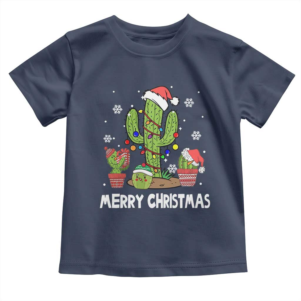 Merry Xmas In Arizona US State Funny Saguaro Cactus Christmas Tree Toddler T Shirt TS02 Navy Print Your Wear