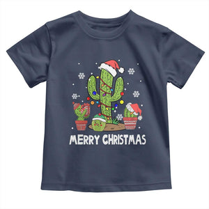 Merry Xmas In Arizona US State Funny Saguaro Cactus Christmas Tree Toddler T Shirt TS02 Navy Print Your Wear